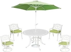 Homestyles® Sanibel 7-Piece White Outdoor Dining Set With Umbrella And Cushions