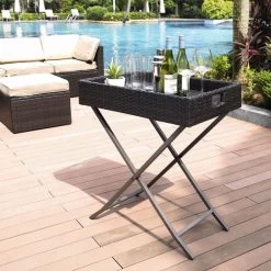 Crosley Furniture® Palm Harbor Brown Outdoor Wicker Butler Tray -Furniture Store c48bd3d1 9839 42ff 8752 84ae5295a451