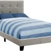 Monarch Specialties Bed, Twin Size, Platform, Teen, Frame, Upholstered, Linen Look, Wood Legs, Grey, Transitional