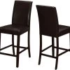 Monarch Specialties Dining Chair, Set Of 2, Counter Height, Upholstered, Kitchen, Dining Room, Pu Leather Look, Wood Legs, Brown, Transitional -Furniture Store ccb93182 540f 4ae1 a6a4 703aa1356130