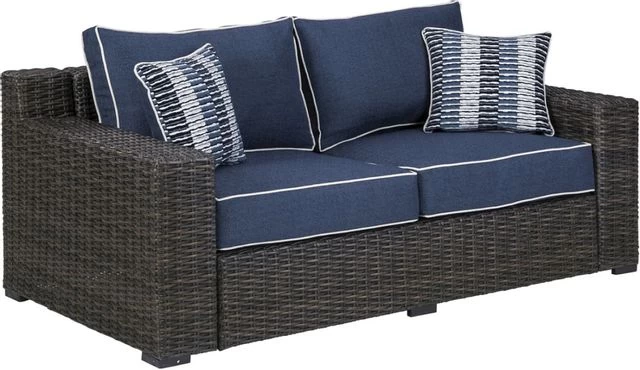 Signature Design By Ashley® Grasson Lane 4-Piece Brown/Blue Outdoor Seating Set 4 Signature Design By Ashley® Grasson Lane 4-Piece Brown/Blue Outdoor Seating Set - Image 2