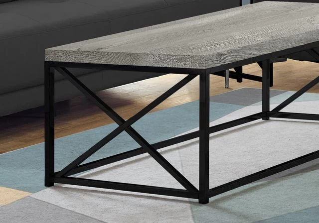 Monarch Specialties Coffee Table, Accent, Cocktail, Rectangular, Living Room, 44"L, Metal, Laminate, Grey, Black, Contemporary, Modern 5 Monarch Specialties Coffee Table, Accent, Cocktail, Rectangular, Living Room, 44"L, Metal, Laminate, Grey, Black, Contemporary, Modern - Image 3
