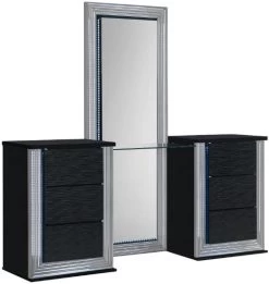 Global Furniture USA Ylime 3-Piece Black Vanity Set With LED