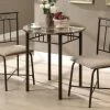 Monarch Specialties Dining Table Set, 3Pcs Set, Small, 30" Round, Kitchen, Metal, Laminate, Brown Marble Look, Transitional -Furniture Store d348af3a 3105 4d42 ba67 e9b259075deb