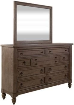 Liberty Americana Farmhouse Dusty Taupe Dresser And Mirror Set