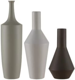 Crestview Collection Zen 3-Piece Dark Brown/Off-White/Taupe Bottle Set