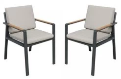 Armen Living Nofi 2-Piece Charcoal Outdoor Patio Dining Chairs