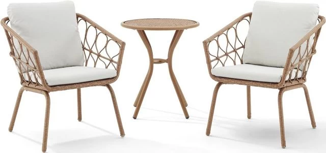 Crosley Furniture® Juniper 3-Piece Creme/Natural Outdoor Wicker Bistro Set 3 Crosley Furniture® Juniper 3-Piece Creme/Natural Outdoor Wicker Bistro Set