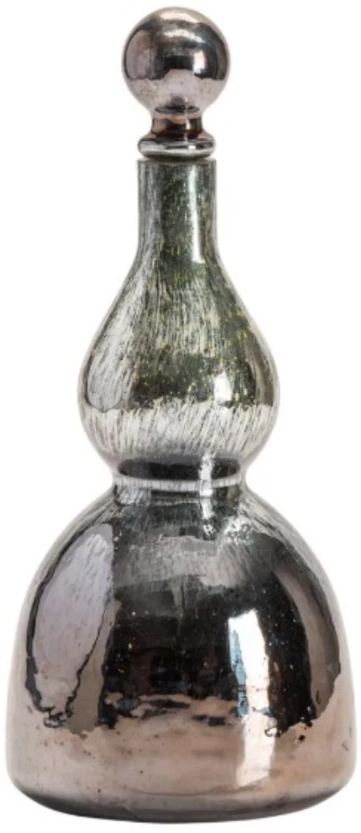 Crestview Collection Cannes Silver Small Glass Bottle With Round Ball Stopper 3 Crestview Collection Cannes Silver Small Glass Bottle With Round Ball Stopper