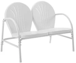 Crosley FurnitureĀ® Griffith White Gloss Outdoor Metal Loveseat