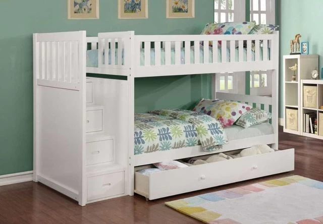 Lifestyle White Twin/Twin Bunk Bed With Ladder Chest 4 Lifestyle White Twin/Twin Bunk Bed With Ladder Chest - Image 2