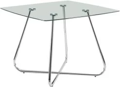 Monarch Specialties Dining Table, 48" Rectangular, Small, Kitchen, Dining Room, Metal, Tempered Glass, Chrome, Clear, Contemporary, Modern