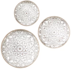 Olliix By Madison Park Medallion Trio 3 Natural/White Wood Wall Decoration Set