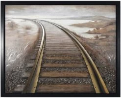 Crestview Collection Rushing Way Black/Brown/Gold Wall Art