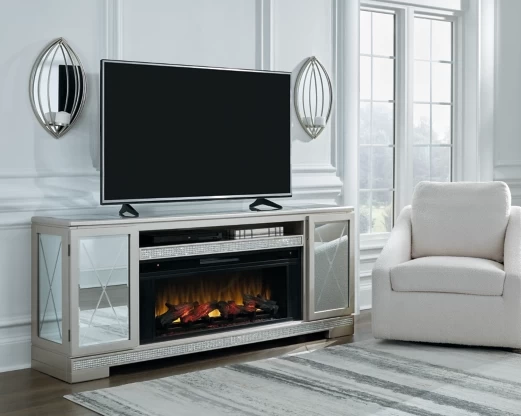 Signature Design By Ashley® Flamory Metallic Silver 72" TV Stand With Electric Fireplace 6 Signature Design By Ashley® Flamory Metallic Silver 72" TV Stand With Electric Fireplace - Image 4