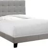 Monarch Specialties Bed, Full Size, Platform, Bedroom, Frame, Upholstered, Linen Look, Wood Legs, Grey, Transitional -Furniture Store e8a37987 f4ce 4561 afde d47d2aa5b9a2