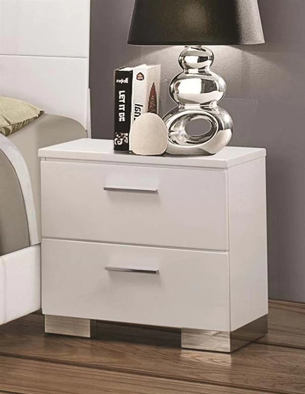 Coaster® Felicity Glossy White Nightstand 4 Coaster® Felicity Glossy White Nightstand - Image 2