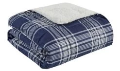 Olliix By Woolrich Leeds Navy Softspun Down Alternative Oversized Throw