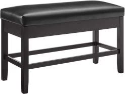 Steve Silver Co. Carrara Black Upholstered Storage Counter Bench