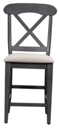 Liberty Furniture Ocean Isle Dark Gray Upholstered X Back Counter Chair - Set Of 2 -Furniture Store ee247ad6 888b 46cd 99ca bbad5a23032c