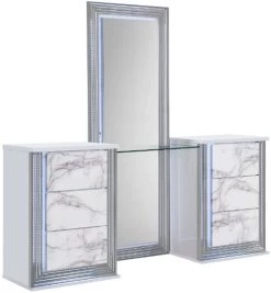 Global Furniture USA Ylime 3-Piece Light Grey/White Vanity Set With LED