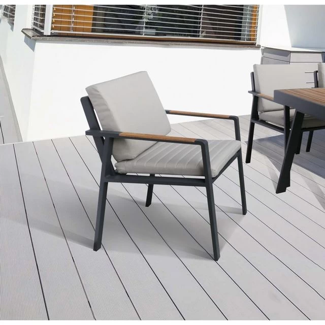 Armen Living Nofi 2-Piece Charcoal Outdoor Patio Dining Chairs 4 Armen Living Nofi 2-Piece Charcoal Outdoor Patio Dining Chairs - Image 2