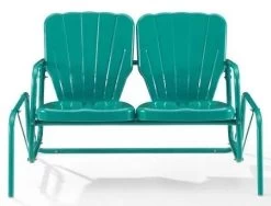 Crosley Furniture® Ridgeland Turquoise Gloss Outdoor Metal Loveseat Glider -Furniture Store f08e094a a4be 417e 8b26 8e0452e3a050