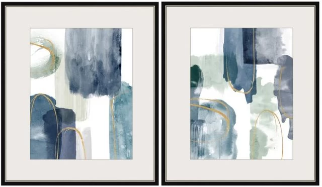 Crestview Collection York 2-Piece Blue/Off-White Wall Art Set
