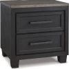 Signature Design By Ashley® Foyland Brushed Black/Dusty Grayish Brown Nightstand -Furniture Store f1497a47 e856 4024 bbe3 8a9e0dcb1703
