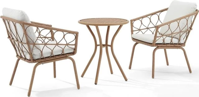 Crosley Furniture® Juniper 3-Piece Creme/Natural Outdoor Wicker Bistro Set 4 Crosley Furniture® Juniper 3-Piece Creme/Natural Outdoor Wicker Bistro Set - Image 2