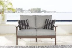 Signature Design By Ashley® Emmeline Brown Outdoor Loveseat With Cushion -Furniture Store f368891c 0a56 43af a46d 5d2f90a1f34a