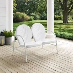 Crosley Furniture® Griffith White Gloss Outdoor Metal Loveseat -Furniture Store f5c7b2db 95b2 4d43 a195 8687a1422182