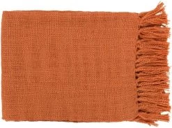 Surya Tilda Burnt Orange 59"x51" Throw Blanket