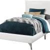 Monarch Specialties Bed, Twin Size, Platform, Teen, Frame, Upholstered, Pu Leather Look, Metal Legs, White, Chrome, Contemporary, Modern -Furniture Store f706b266 59c8 4fe7 b2b0 e83eb02709c1