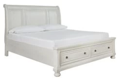 Signature Design By Ashley® Robbinsdale Antique White King Sleigh Storage Bed