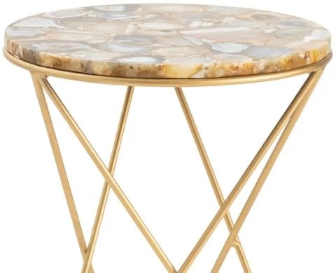 Crestview Collection Olivia Gold Accent Table With Agate Top 4 Crestview Collection Olivia Gold Accent Table With Agate Top - Image 2