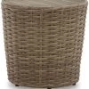 Signature Design By Ashley® Sandy Bloom Beige Outdoor End Table -Furniture Store fe411421 530d 4e52 ab9e 8cef0ef48a5d