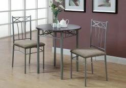 Monarch Specialties Dining Table Set, 3Pcs Set, Small, 30" Round, Kitchen, Metal, Laminate, Brown, Grey, Transitional 11 Monarch Specialties Dining Table Set, 3Pcs Set, Small, 30" Round, Kitchen, Metal, Laminate, Brown, Grey, Transitional -Furniture Store ff68dbf7 a584 4175 ac06 52addef8f4ef