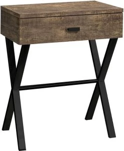 Monarch Specialties Accent Table, Side, End, Nightstand, Lamp, Storage Drawer, Living Room, Bedroom, Metal, Laminate, Brown, Black, Contemporary, Modern